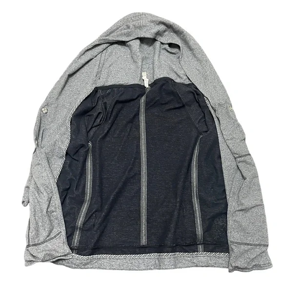 Lululemon Women’s Size 4 Hoodie Snap Close Yoga Jacket Oversized Hood Gray FLAWS - Picture 8 of 15